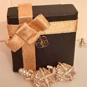 Swarovski Crystal Heart Gold Tone Earrings | Signed Vintage